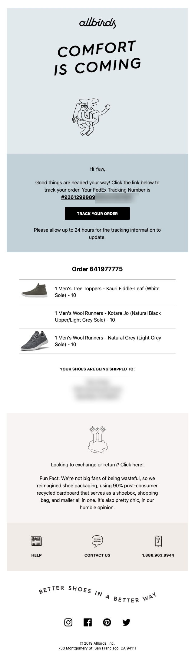 Delivery Notification Email Sample