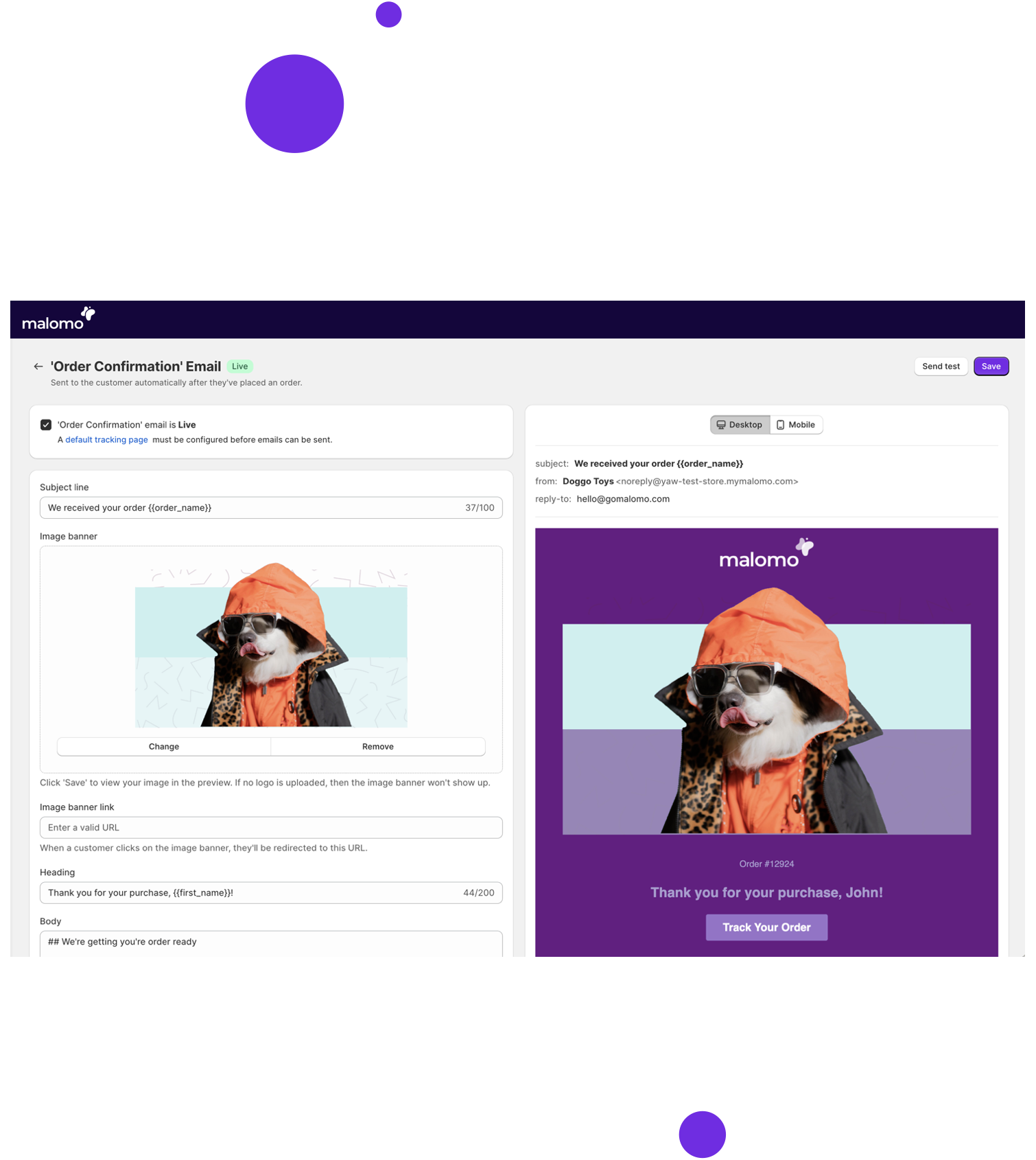 Malomo Email Dash White Border